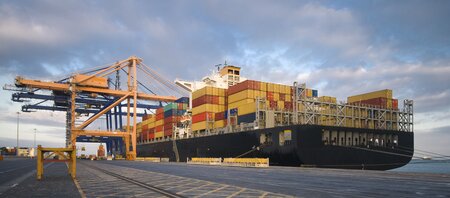 Container Ship in European Port