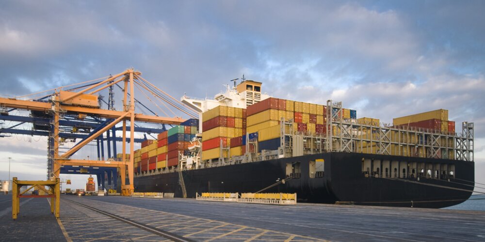 Container Ship in European Port